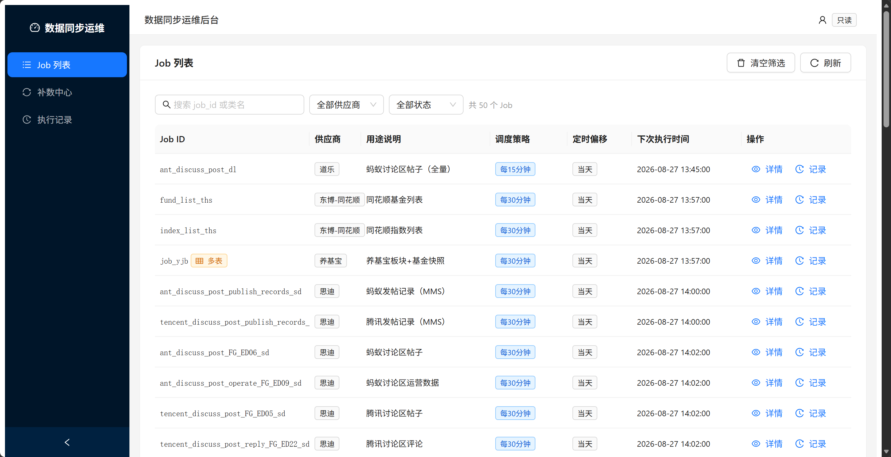 数据同步运维后台